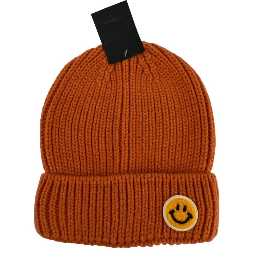 Do Everything In Love Smiley Face Beanie Orange One Size NWT
